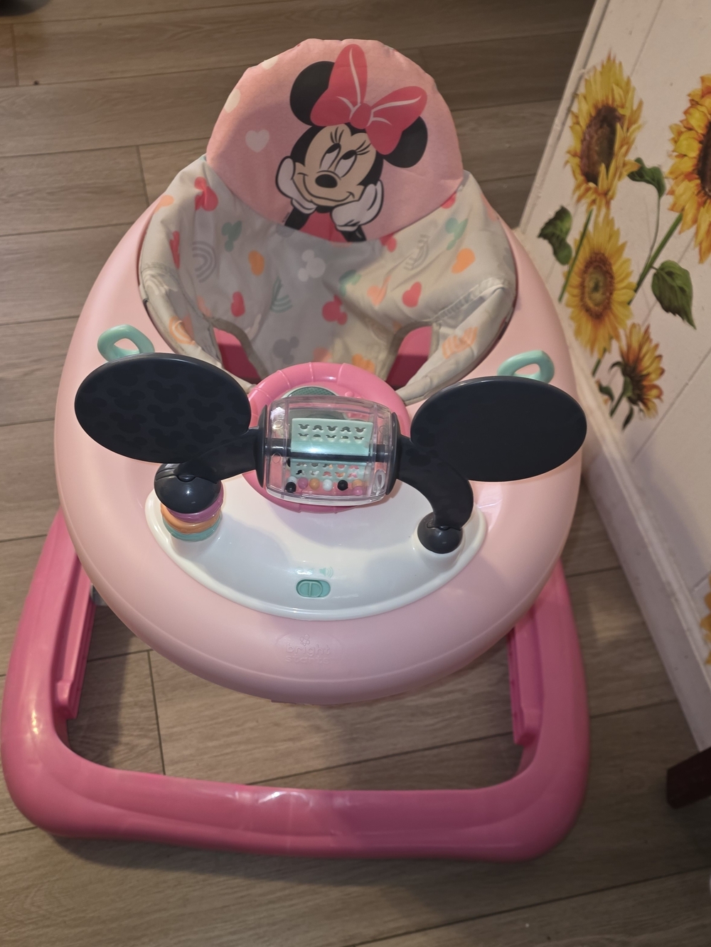 Pink Minnie Mouse-Themed Baby Walker with Interactive Tray